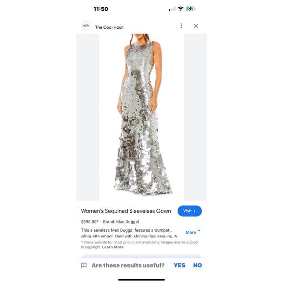 Mac Duggal Embellished Disc Sequin Sleeveless Gown Dress Silver Size 10 NWT - Picture 8 of 12